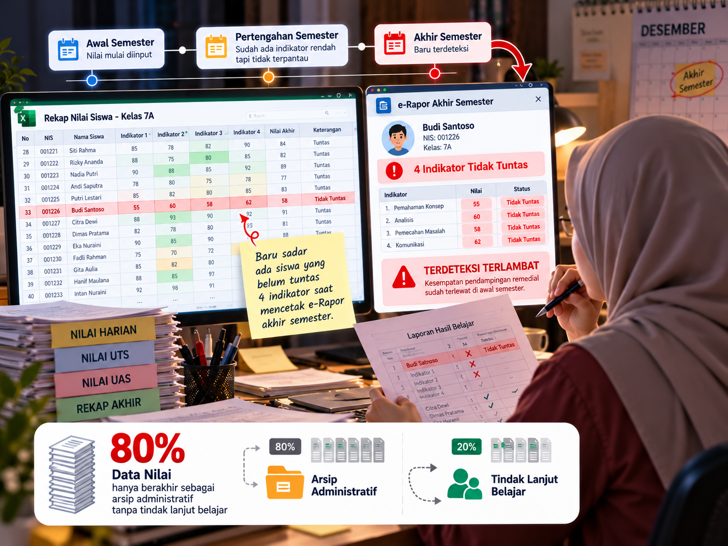 Visualisasi Masalah 04: Data Mati Tanpa Insight & Siswa Terlewat